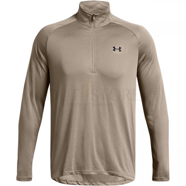 Under Armour Mens Tech 1/2 Zip Long Sleeve - Taupe Dusk / Black - S