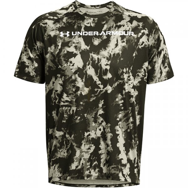 Under Armour Mens Tech ABC Camo Short Sleeve - Marine OD Green / White - S
