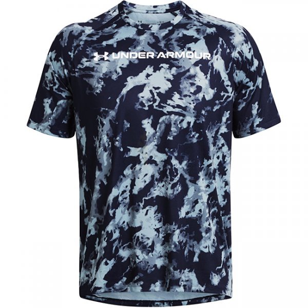 Under Armour Mens Tech ABC Camo Short Sleeve - Navy Blue / White - XL