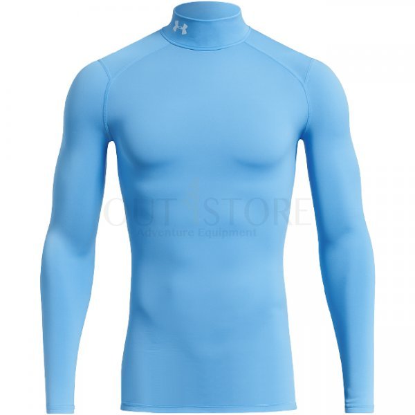 Under Armour Mens ColdGear Compression Mock - Carolina Blue / White / White - L