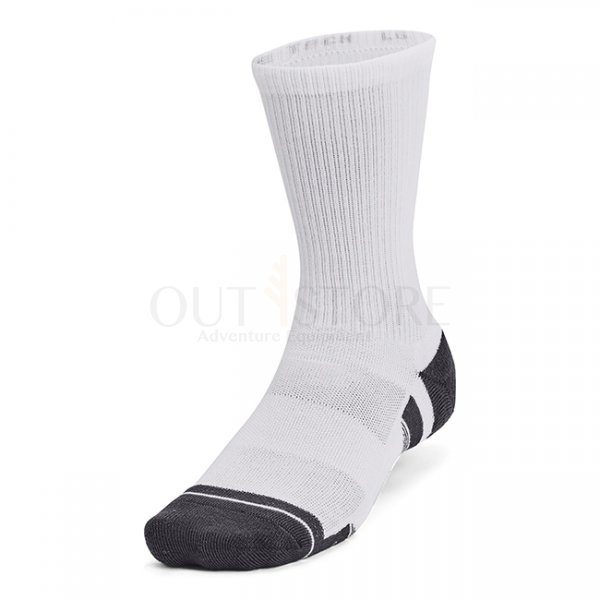 Under Armour Performance Tech 3-Pack Crew Socks - White / White / Jet Grey - M