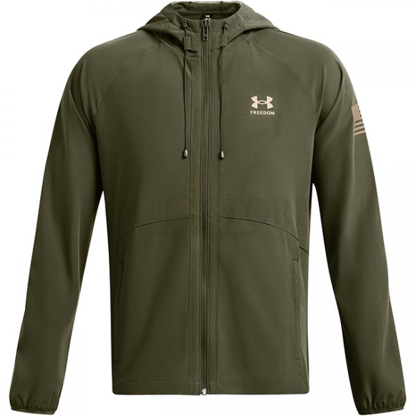 Under Armour Mens Freedom Windbreaker Jacket - Marine OD Green / Federal Tan - S