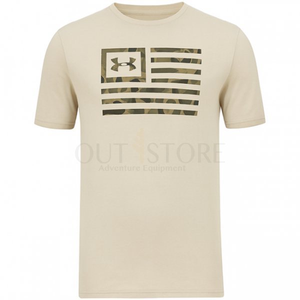 Under Armour Mens Freedom Flag Printed T-Shirt - Desert Sand / Bayou - 2XL