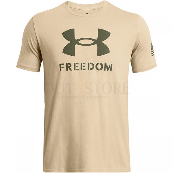 Under Armour Mens Freedom Logo T-Shirt - Desert Sand / Marine OD Green - L