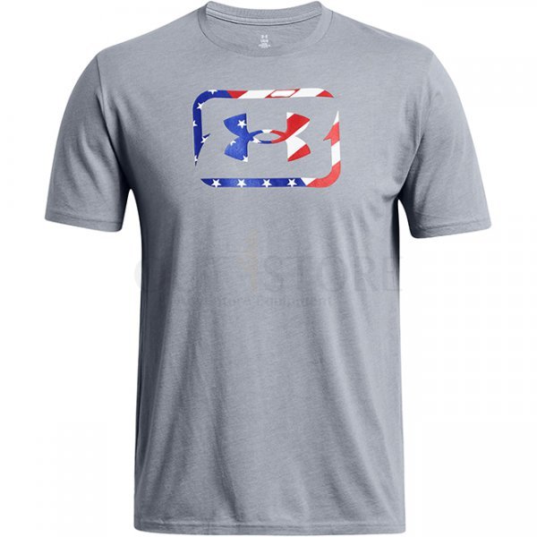 Under Armour Mens Freedom Hook T-Shirt - Heather Grey / Red - 3XL