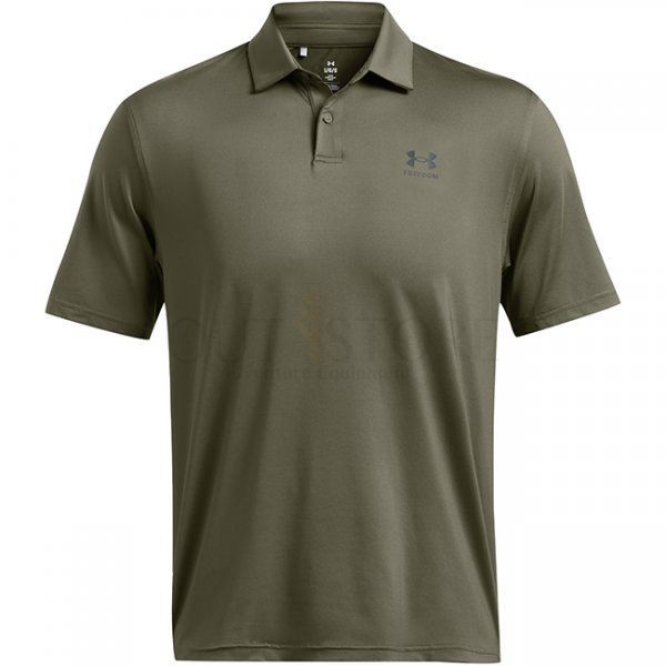 Under Armour Mens Tee To Green Freedom Polo - Marine OD Green / Black - L