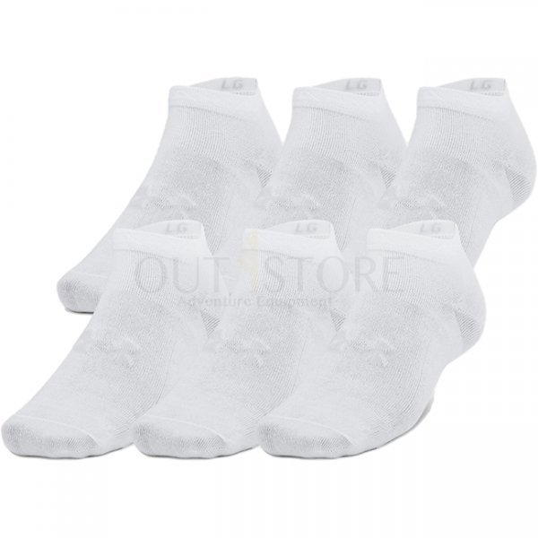 Under Armour Essential 6-Pack Low Cut Socks - White / White / Halo Grey - XL
