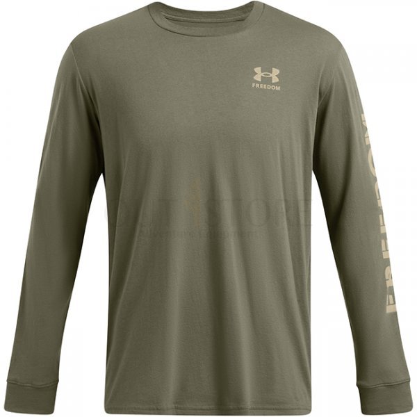 Under Armour Mens Freedom Flag Long Sleeve - Marine OD Green / Desert Sand - S