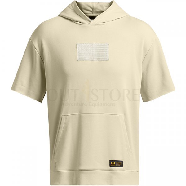 Under Armour Project Rock Heavyweight Veterans Day Short Sleeve Hoodie - Silt / Golden Yellow - 2XL