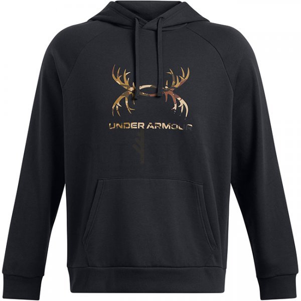 Under Armour Mens Rival Fleece Antler Hoodie - Black - 2XL