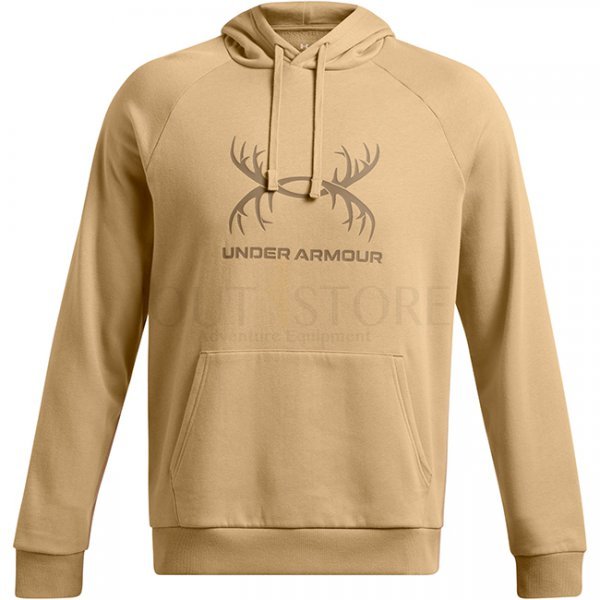 Under Armour Mens Rival Fleece Antler Hoodie - Camel / Coyote - S