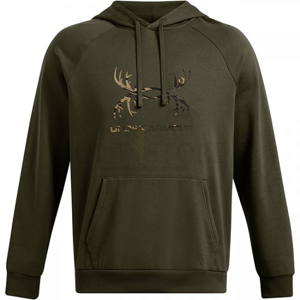 Under Armour Mens Rival Fleece Antler Hoodie - Marine OD Green - XL
