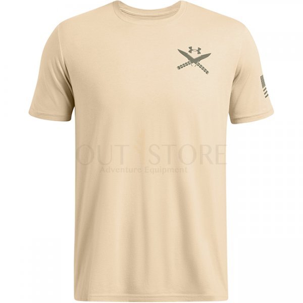 Under Armour Mens Freedom Spine T-Shirt - Desert Sand / Olive - 3XL