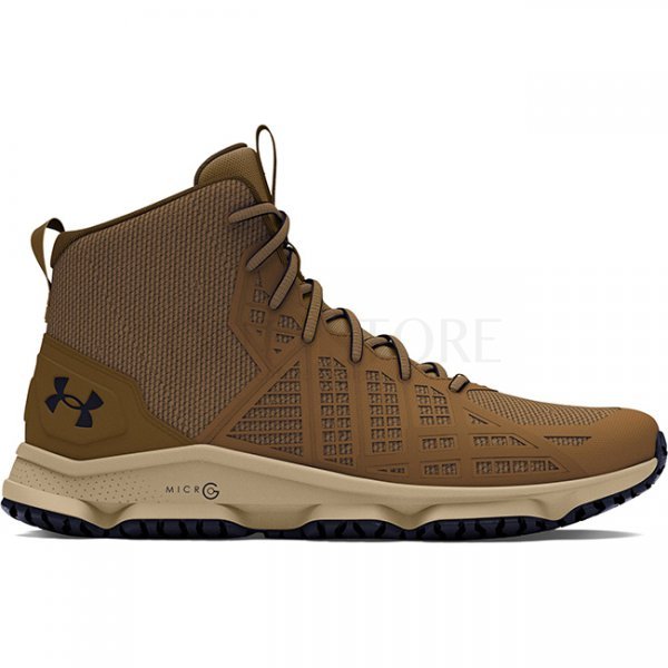 Under Armour Mens Micro G Strikefast Mid Tactical Shoes - Brown / City Khaki / Navy Blue - 9