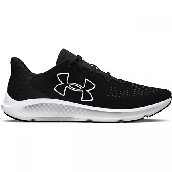 Under Armour Mens Charged Pursuit 3 Big Logo Running Shoes - Black / White - 14
