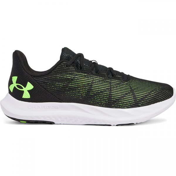 Under Armour Mens Charged Speed Swift Running Shoes - Black / Black / Hyper Green - 9.5