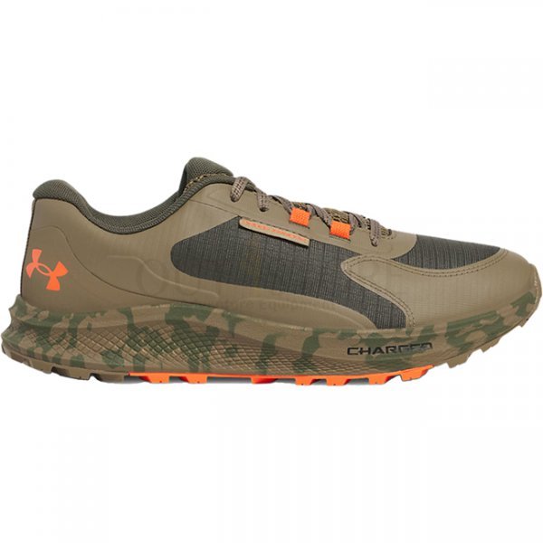 Under Armour Mens Bandit Trail 3 Running Shoes - Marine OD Green / Bayou / Ares Red - 8.5