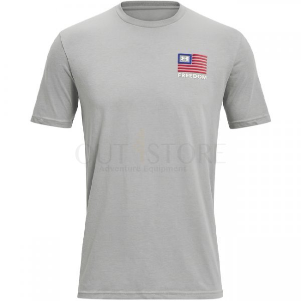 Under Armour Mens Freedom Left Chest T-Shirt - Steel Heather / White - XL