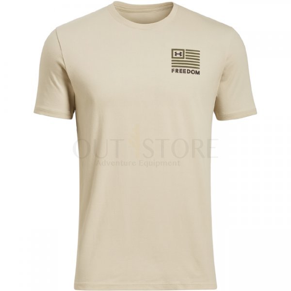 Under Armour Mens Freedom Left Chest T-Shirt - Desert Sand / Olive - 3XL