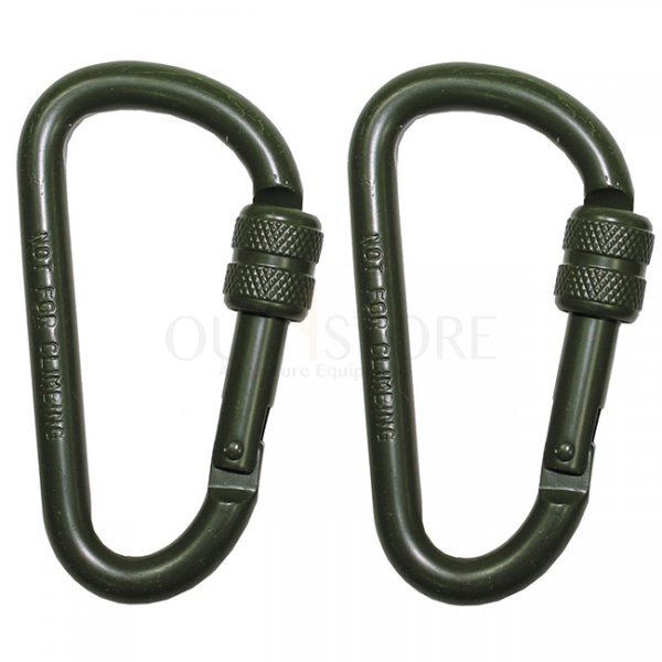 MFH Carabiner Screw Lock 80 mm 2 pcs - Olive