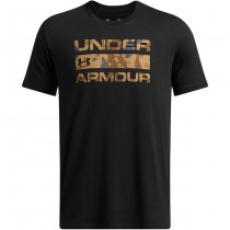 Under Armour Mens Stacked Logo Fill T-Shirt - Black / Camel - 2XL
