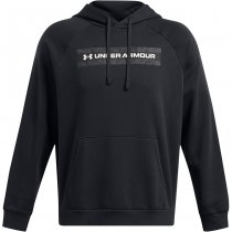Under Armour Mens Rival Fleece Camo Chest Stripe Hoodie - Black / White - XL