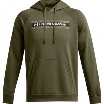 Under Armour Mens Rival Fleece Camo Chest Stripe Hoodie - Marine OD Green / White - M