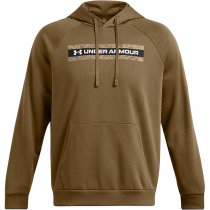 Under Armour Mens Rival Fleece Camo Chest Stripe Hoodie - Coyote / White - S