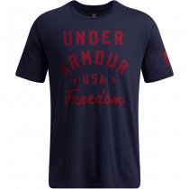 Under Armour Mens Freedom Vintage USA T-Shirt - Navy Blue / Red - XL