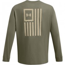 Under Armour Mens Freedom Flag Long Sleeve - Marine OD Green / Desert Sand - 2XL