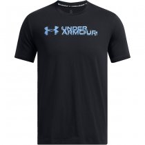 Under Armour Mens Sliced Wordmark Short Sleeve - Black / Blue - XL