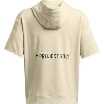Under Armour Project Rock Heavyweight Veterans Day Short Sleeve Hoodie - Silt / Golden Yellow - 3XL