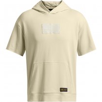 Under Armour Project Rock Heavyweight Veterans Day Short Sleeve Hoodie - Silt / Golden Yellow - L