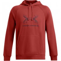 Under Armour Mens Rival Fleece Antler Hoodie - Earthen Orange / Dark Maroon - 3XL