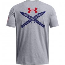 Under Armour Mens Freedom Spine T-Shirt - Steel Light Heather / Red - M