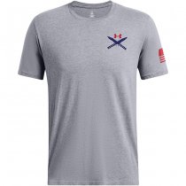 Under Armour Mens Freedom Spine T-Shirt - Steel Light Heather / Red - XL