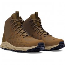 Under Armour Mens Micro G Strikefast Mid Tactical Shoes - Brown / City Khaki / Navy Blue - 9