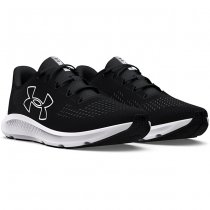 Under Armour Mens Charged Pursuit 3 Big Logo Running Shoes - Black / White - 7